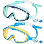 Water Space Kids Swimming Goggles, 2 Pack Swim Goggles for Kids 3-6 6-14 Children Girls Boys Toddler Junior Age 3 4 5 6 7 8 9 10 11 12 13 14 15 Years Old