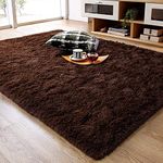 Kismat Carpet Handmade 2 inch Pile Height Super Soft Touch Export Quality Plain shag Carpets for living room Bedroom for Home Size 4X6 Feet Color Brown