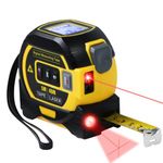 SUNHAIXIA Laser Distance Meters 3-in-1 with Large LCD Display | Digital Laser Measurement Tool in/ft/m Scales up to 131ft/40M with calculations |16ft/5M and Cross Line Laser With Battery(Yellow)