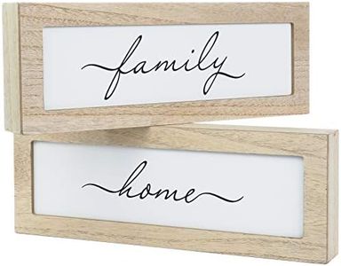 EXCELLO GLOBAL PRODUCTS Light Wood Shadow Box Signs, Home & Family, 2/Pack
