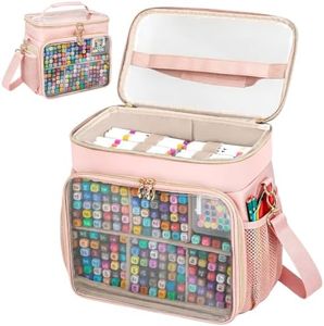Wigojoy Large Double-Layer Marker Organizer Case for 200-300 Markers, Pink
