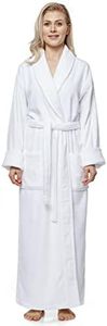 Arus Women's Optimal Style Full Length Thick Shawl Collar Turkish Bathrobe SM White