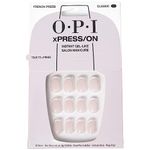 OPI xPRESS/ON French Press - French Tip Nail Art Short Round Press On Nails - With Nail Glue - Long Lasting, Reusable & Non-Damaging Short False Nails