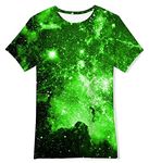 Kids4ever Boys' Tshirts Kids Galaxy T-Shirt Cool Colorful Tops for Girls 3D Tee Shirts for Boys School Party Short 6-8 Years A-Green