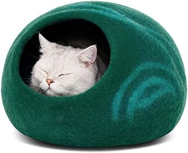 MEOWFIA Cat Cave – Premium Felt Cat Bed for Indoor Cats, Handmade 100% Merino Wool (Dark Shades) (Large, Emerald)