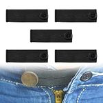 5pcs Adjustable Elastic Waist Extender,Button Extender for Jeans,Elastic Button Extender Pants Waist Extension,Waistband Button Extenders for Pregnancy Pants Shorts Jeans Trousers(Black)