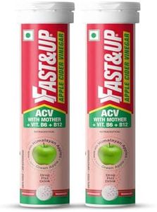 Fast&Up Apple Cider Vinegar Effervescent Tablets | 1000mg ACV with Mother, Beetroot, Pomegranate, B6 & B12 | Supports Detox, Gut Health & Weight Management, Green Apple, Pack of 2