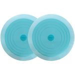 V-TOP Tub Stopper 2 Pack, 6 inches Large Silicone Drain Plug Hair Stopper Flat Suction Cover for Kitchen Bathroom and Laundry (Blue Transparent)