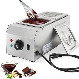 WICHEMI Chocolate Melting Pot Commercial Chocolate Tempering Machine 2 Tanks 9lbs Stainless Steel Chocolate Melter Pots Melting Machine Home Or Bakery Use