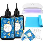 Bsrezn Upgraded UV Resin Kit with Light- 200g Clear Hard UV Cure Epoxy Resin Supplies Premixed Activated Glue Fast Curing Starter Jewelry Making Kit for Craft Beginner