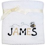 Personalised White Bumble Bee Baby Blanket