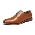 Bruno Marc Men's Lace-Up Leather Shoes, Classic Oxfords Formal Dress Shoes Brogues Derby, Comfortable School Shoes for Boy, Teen in Business, Party and Wedding,Size 7,Brown,Louis_2