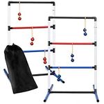 Goplus Ladder Toss Game Set, Indoor/Outdoor Ladder Ball Toss Game Set with 6 PE Bolas & Carrying Bag, Built-in Score Tracker, 40 x 24.5 Inches, Fun Game for Yard, Lawn, Beach