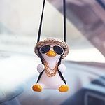 AMIORO Car Mirror Hanging Accessories, Cute Swinging Duck Car Ornament Dashboard Decorations (Mirrors Sunglasses Duck)