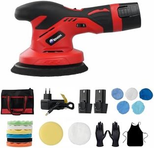 ENON 12v Cordless Car Polisher Kit Set, 2500-5000 RPM, 2X Battery, Brushless Car Polishing Machine, Buffer Polisher with 6 Variable Speeds, Sander for Car Waxing Buffing Scratch Repairing (XE-BL 1250)
