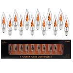 The Dreidel Company Flicker Flame Shaped Light Bulbs, E12 Replacement Bulbs, Dances with a Flickering Orange Glow, 1 Watt, 120 Volt (12-Pack)