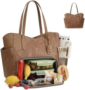 LOVEVOOK Lunch Bag for Women,2 in 1 PU Work Tote Bag with Lunch Compartment with Giant Tumbler Side Pocket, 17.3" Laptop Tote Bag with Padded Sleeve for Teacher,Nurse,College