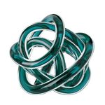 Torre & Tagus Orbit Glass Décor Ball - Abstract Teal Glass Knot for Home Decor on Decorative Books, Modern Room Decor & Office Art Sculpture as Bedroom Decor, Entryway Decor, Shelf Decor, 3" Diameter