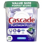 Cascade Platinum Plus Dishwasher Pods, Dish Detergent ActionPacs, Fresh, 58 Count