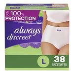 Always Discreet, Incontinence & Postpartum Underwear For Women, Maximum Protection, Large, 38 Count