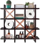 Comfify Rustic Tic-Tac-Toe Toilet Paper Holder for Bathroom – Rustic Storage Shelves for Toilet Tissue in Distressed White Color – Freestanding or Wall Mount Bath Shelves for Your Farmhouse Decor