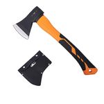 HFS(R) 14.5 Inch Axe Hatchet with Fiberglass Handle 21oz/600g Head Weight Heat-Treated Blade, Anti-Slip Grip, Perfect for Camping, Hiking, Woodworking