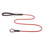 RUFFWEAR Knot-a-Leash, Reflective Rope Dog Lead with Locking Carabiner, 5ft (1.5m) Long, 7mm Thick, Red Sumac