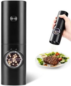 Electric Pepper Grinder Or Salt Mill, Battery Powered Automatic Pepper Mill, Ceramic Grinder with Adjustable Coarseness, LED Light, and Salt Mill Refillable, One Hand Operation Salt Pepper Mill (1)