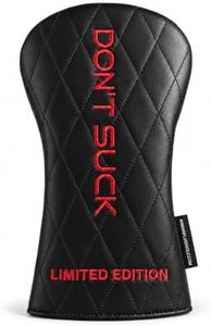 Aiming Fluid Golf “Don’t Suck” Driver Headcover Premium Quilted Leather Golf Driver Head Cover, Funny Golf Club Headcover, Luxury Golf Bag Accessory, Unique Golf Gift for Men (AFTER DARK- HOTWIRE RED)