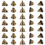 Belle Vous 35 Pack Vintage Bronze Craft Jingle Bells - 40 x 35mm - Mini Hanging Bells for DIY Crafts, Decorations, Christmas, Weddings, Jewellery, Wind Chimes and Dog Potty Training/Housebreaking
