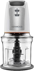 Kenwood Easy Chop Chopper, 0.5L Bowl, 2 Speeds, Quad Blade System, Anti-Slip Ring for Food Chopper Stability, 500W, CHP61.100WH, Dishwasher Safe, White