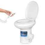 SereneLife RV Portable Toilet with Hand Sprayer, Hose Connector, Installation Kits, Comfortable and Leak-Proof Design, High-Density PE Construction, Gravity Flush Toilet for Camping and Outdoor Use