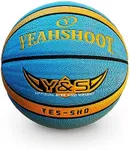 YeahShoot Outdoor Basketballs Size 7 (29.5in) Leather Basketball with Pump for Youth Basketball Games (Gold and Blue)
