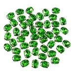 Embroiderymaterial Oval Shape Sew on Glass Crystal Rhinestones with D Shape Claws for Craft, Embroidery and Jewellery Making (6 * 8MM, Emerald Green, 48 Pieces)