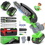 SINPY Mini Chainsaw Cordless 2 x 4000mAh 6 Inch Battery Electric Chain Saw Small Portable Chainsaws with Security Lock for Tree Trimmer/Garden Gifts for Women Men