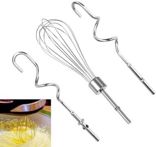 Stainless Steel Mixer Attachments Set - Includes Beaters, Dough Hooks & Whisk for KitchenAid & Hand Mixers - Ideal Kitchen Accessory for Effortless Mixing, Blending and Whisking - 3 Piece Set