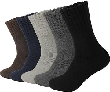 BomKinta Boot Socks for Men Solid Fall Socks Work Autumn Socks Size 7-12 Black Deep Gray Light Grey Blue Brown 5 Pairs