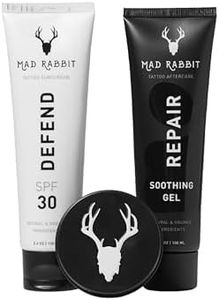 Mad Rabbit Tattoo Care Bundle Kit (3-Piece) Repair Soothing Gel, Enhance Balm & Defend SPF 30 Sunscreen - Full Coverage Tattoo Care Kit for New & Current Tattoos