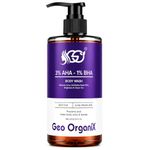 Geo OrganiX AHA BHA Body Wash with 3% Lactic Acid, 1% Salicylic Acid & 1% Glycolic Acid | Exfoliating Body Cleanser for Dead Skin Removal, Acne & Body Bumps Care | Skin Brightening & Tan Removal | Paraben-Free, Non-Drying Formula | 300 ml, Pack of 1
