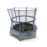 SKYWALKER TRAMPOLINES 60" Round, Indoor Outdoor Mini Trampoline for Kids Toddler Bouncer with Enclosure Net, Padded Frame, Cover and Handlebar, No-Gap Safe Design, Space Adventure