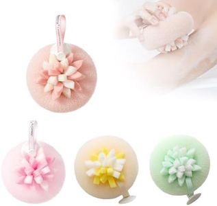 Super Soft Sunflower Suction Cup Bath Ball, 2025 New 2-in-1 Sunflower Bathing Ball with Finger Rings, Exfoliating Bath Sponge Cleaning Brush, Shower Loofah Sponge for Women & Men (4PCS)