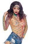 Leg Avenue High Bodysuit with Thong Panty, Rainbow, One Size