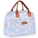 HOMESPON Insulated Lunch Bag for Women Adult Work Ladies Men Cool Bag Lunch Box Container Tote Bags for School Picnic or Travel(Blue Daisy)