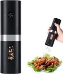 Electric Pepper Grinder, Battery Operated Salt Grinder, Automatic Pepper Mill with LED Light, One-hand Button Control, Adjustable Coarseness, Black Peppercorn Grinder Refillable, Battery Not Included