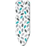 Minky Easy Fit Ironing Board Cover, Ironing Board Covers 115 x 38 cm, Elasticated Minky Ironing Board Cover, Double Layer Foam, Washing Machine Save, Made in the UK, Blue Leaves