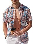 COOFANDY Men's Hawaiian Short Sleeve Shirts Casual Button Down Aloha Beach Dress Shirt