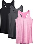 Neleus Women's Quick Dry Yoga T-Shirt, 8064#, 06# Black/Dark Grey/Rose Red, XL