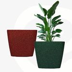 Eha Set of 2 Earth-Friendly Daisy 7" Self-Watering pots and Planters | Bamboo Based | UV Protected | for Indoor, Home Decor, Outdoor, Balcony & Garden | Coral-Fern