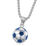 Football Necklace for Men Boys Soccer Necklace Ball Pendants Sprots Necklace Soccer Fan Gifts Trendy Sport Fan Jewelry Collection Gift (silver)