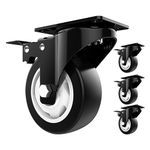 3" Caster Wheels Set of 4, Black Heavy Duty Casters with Brake